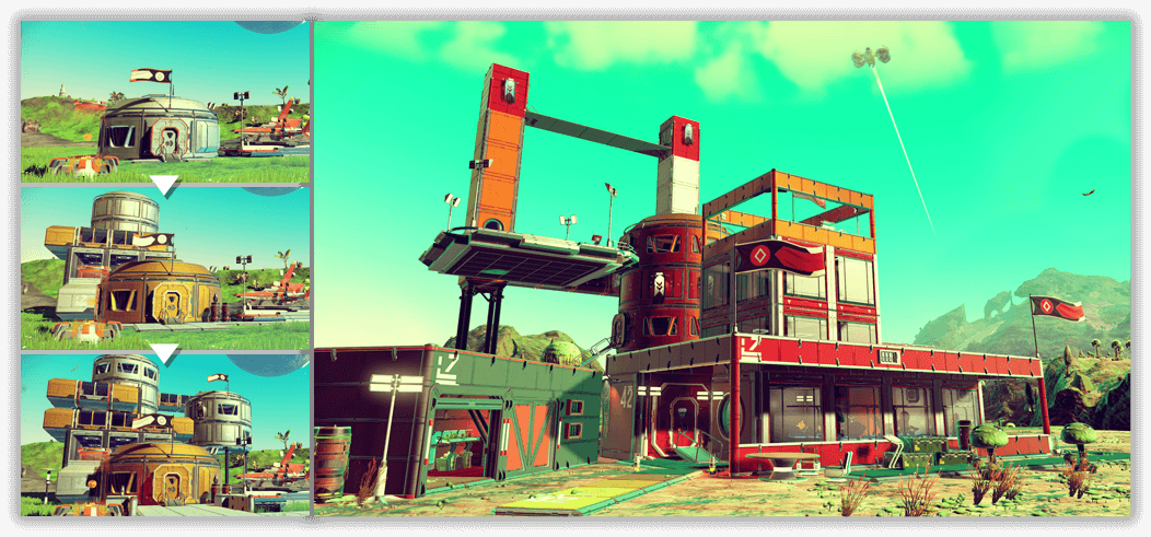 An image showing an example of a base in No Man's Sky.